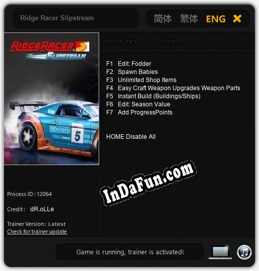 Ridge Racer Slipstream: TRAINER AND CHEATS (V1.0.47)