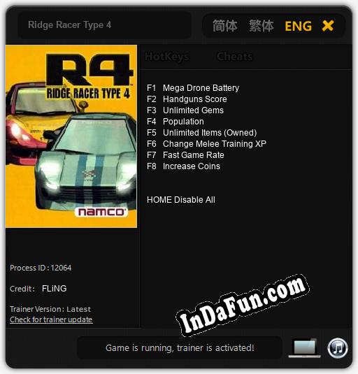 Ridge Racer Type 4: Cheats, Trainer +8 [FLiNG]
