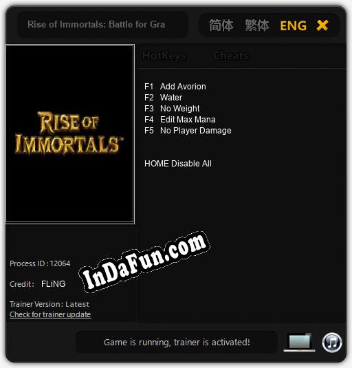 Rise of Immortals: Battle for Graxia: TRAINER AND CHEATS (V1.0.31)