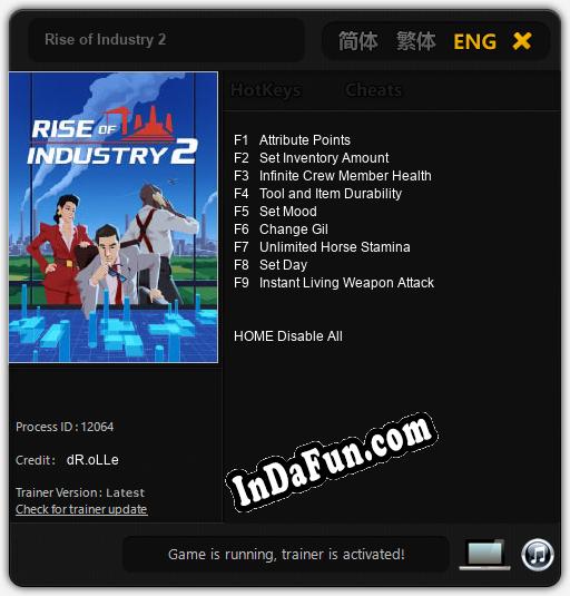 Trainer for Rise of Industry 2 [v1.0.4]