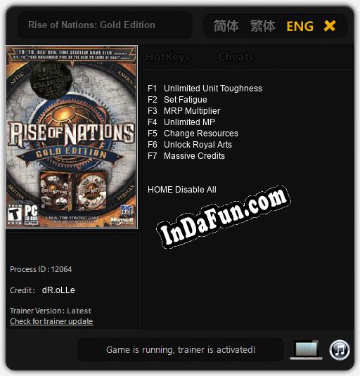 Rise of Nations: Gold Edition: Cheats, Trainer +7 [dR.oLLe]