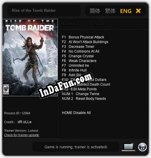 Rise of the Tomb Raider: Cheats, Trainer +14 [dR.oLLe]