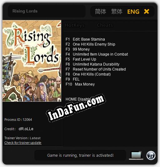 Rising Lords: TRAINER AND CHEATS (V1.0.46)