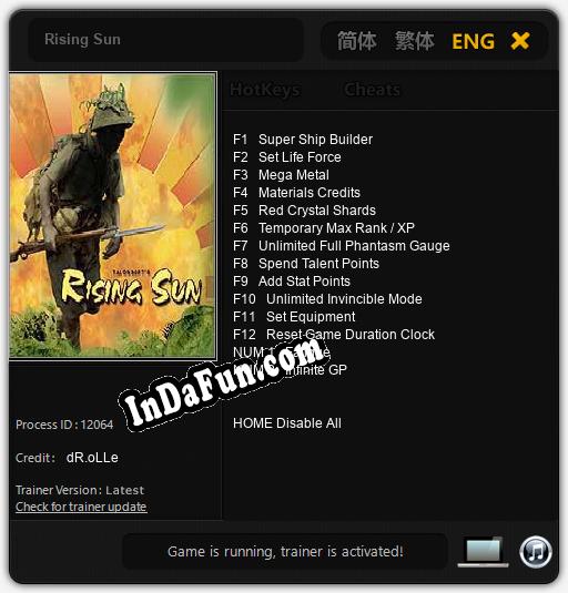 Rising Sun: Cheats, Trainer +14 [dR.oLLe]