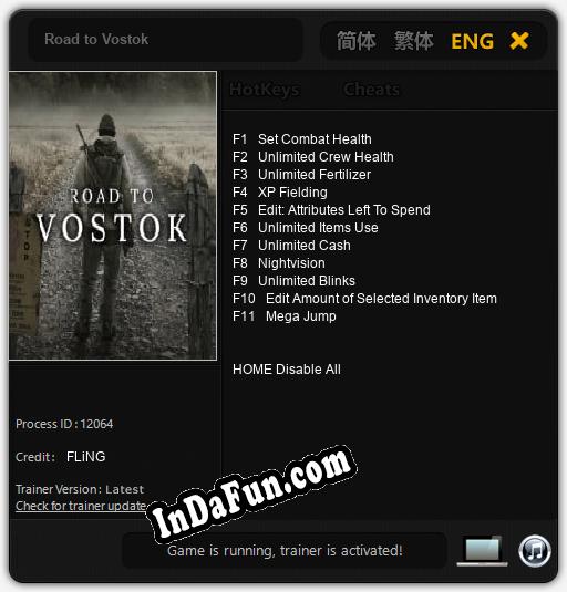 Trainer for Road to Vostok [v1.0.7]