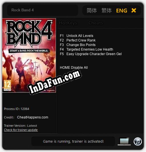 Trainer for Rock Band 4 [v1.0.1]