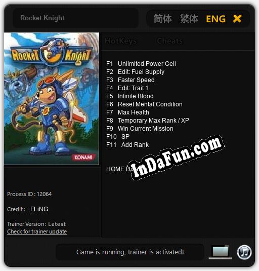 Rocket Knight: TRAINER AND CHEATS (V1.0.33)