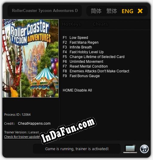 Trainer for RollerCoaster Tycoon Adventures Deluxe [v1.0.8]