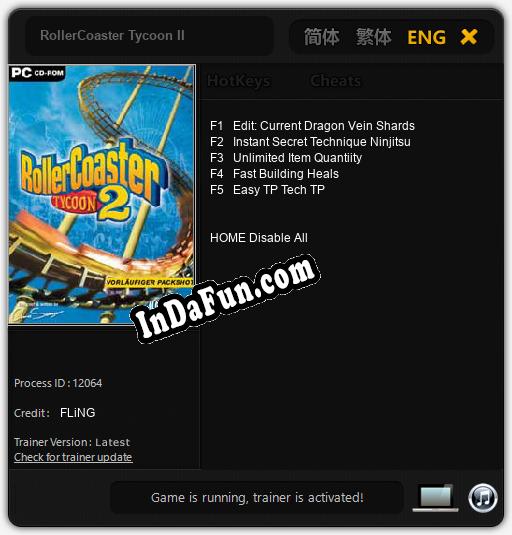 RollerCoaster Tycoon II: TRAINER AND CHEATS (V1.0.95)