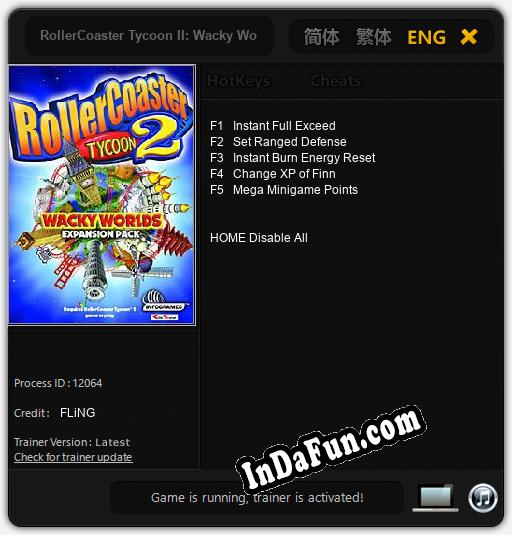 RollerCoaster Tycoon II: Wacky Worlds: TRAINER AND CHEATS (V1.0.8)