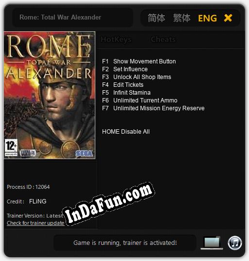 Rome: Total War Alexander: TRAINER AND CHEATS (V1.0.42)