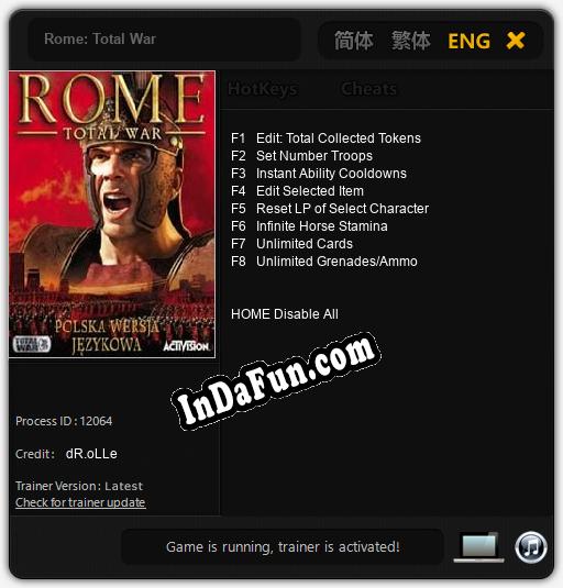Rome: Total War: TRAINER AND CHEATS (V1.0.26)