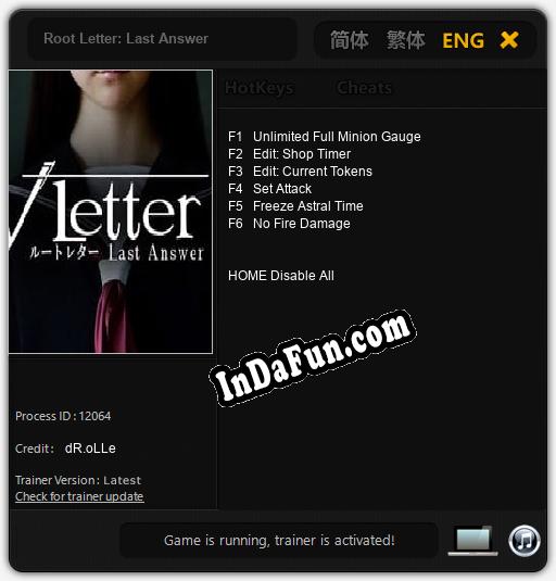 Trainer for Root Letter: Last Answer [v1.0.9]