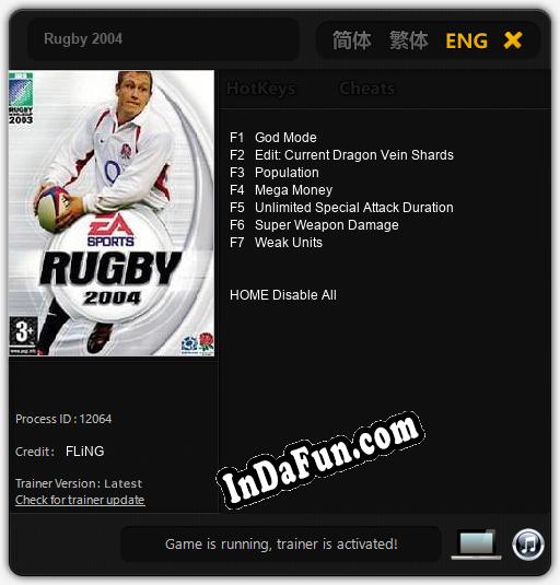 Rugby 2004: Cheats, Trainer +7 [FLiNG]