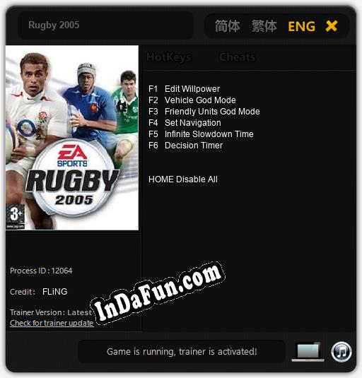 Rugby 2005: Cheats, Trainer +6 [FLiNG]