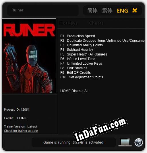 Ruiner: Trainer +10 [v1.5]
