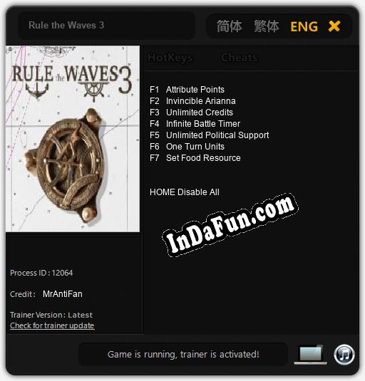 Rule the Waves 3: Cheats, Trainer +7 [MrAntiFan]