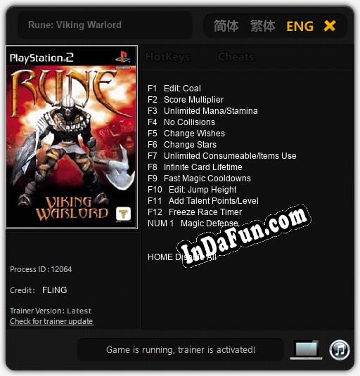 Rune: Viking Warlord: TRAINER AND CHEATS (V1.0.22)