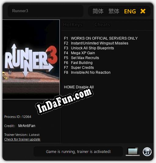 Runner3: TRAINER AND CHEATS (V1.0.57)