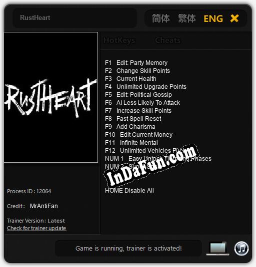 RustHeart: TRAINER AND CHEATS (V1.0.98)