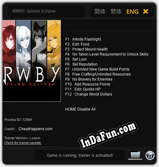 Trainer for RWBY: Grimm Eclipse [v1.0.8]