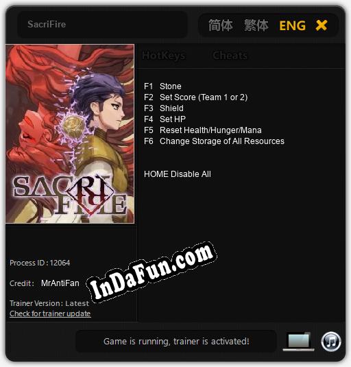 SacriFire: Trainer +6 [v1.7]