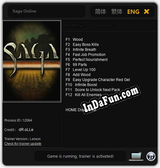 Saga Online: TRAINER AND CHEATS (V1.0.45)