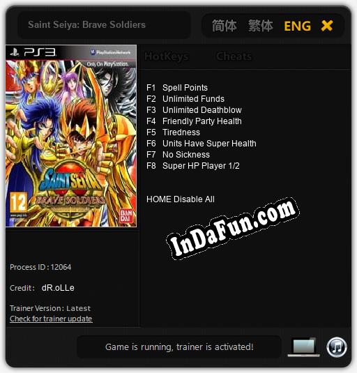 Saint Seiya: Brave Soldiers: Cheats, Trainer +8 [dR.oLLe]