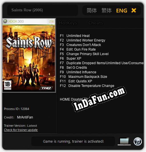 Trainer for Saints Row (2006) [v1.0.3]