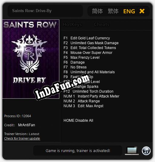 Saints Row: Drive-By: Cheats, Trainer +15 [MrAntiFan]