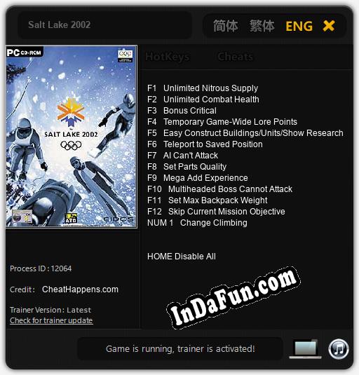Salt Lake 2002: TRAINER AND CHEATS (V1.0.57)