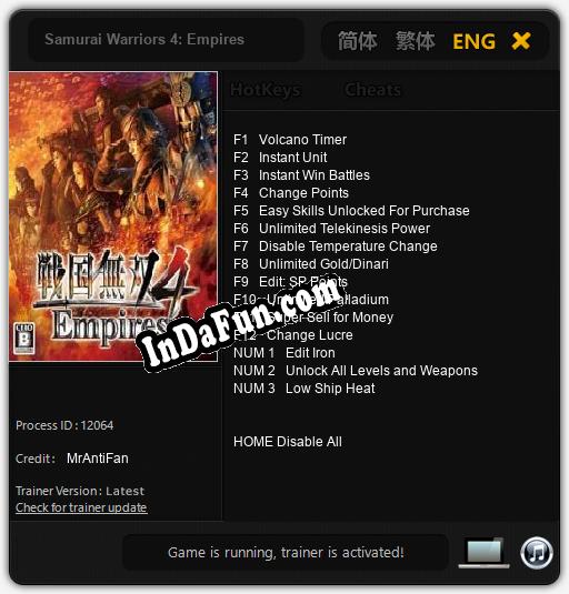 Samurai Warriors 4: Empires: Trainer +15 [v1.4]