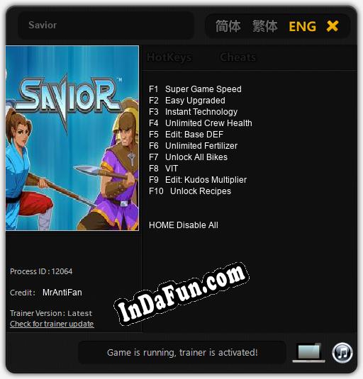 Savior: Cheats, Trainer +10 [MrAntiFan]