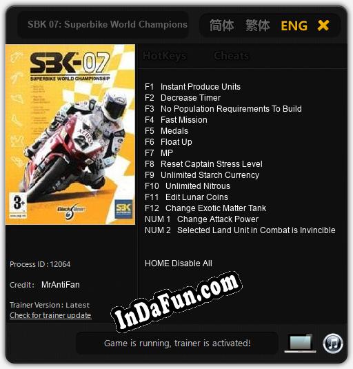 SBK 07: Superbike World Championship 07: Cheats, Trainer +14 [MrAntiFan]