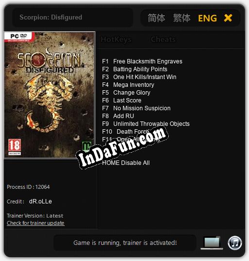Trainer for Scorpion: Disfigured [v1.0.5]