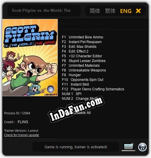 Scott Pilgrim vs. the World: The Game: TRAINER AND CHEATS (V1.0.40)