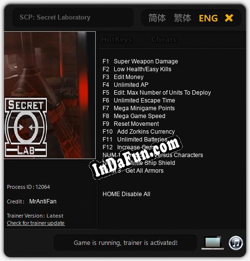 SCP: Secret Laboratory: Trainer +15 [v1.2]