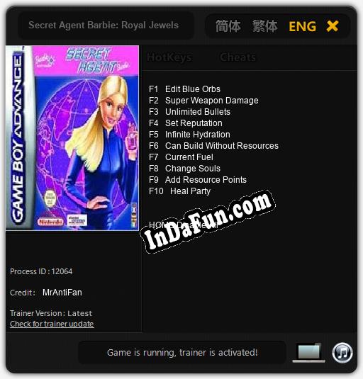 Secret Agent Barbie: Royal Jewels Mission: Trainer +10 [v1.5]