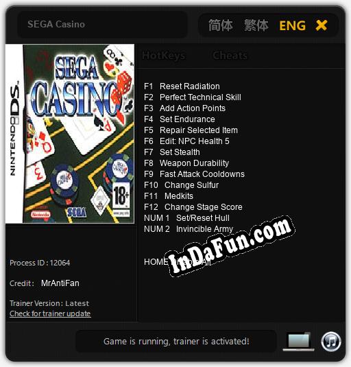 SEGA Casino: Trainer +14 [v1.5]