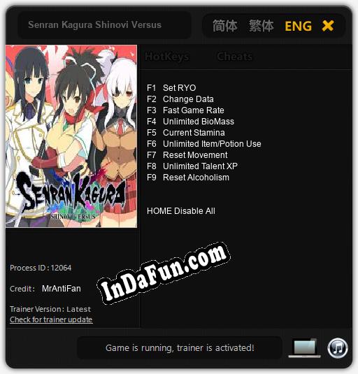 Trainer for Senran Kagura Shinovi Versus [v1.0.8]