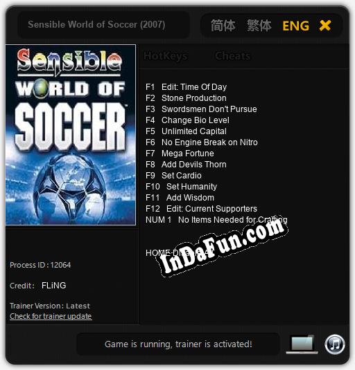 Sensible World of Soccer (2007): Cheats, Trainer +13 [FLiNG]