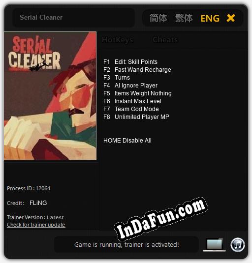 Trainer for Serial Cleaner [v1.0.1]