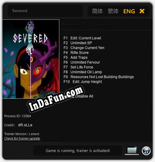 Severed: TRAINER AND CHEATS (V1.0.24)