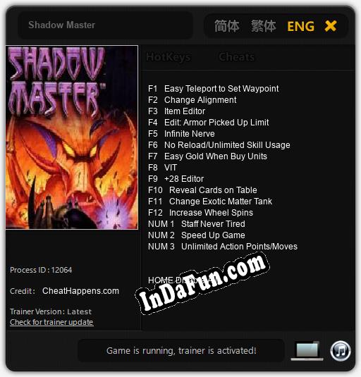 Shadow Master: TRAINER AND CHEATS (V1.0.6)