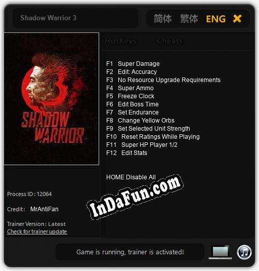 Trainer for Shadow Warrior 3 [v1.0.6]