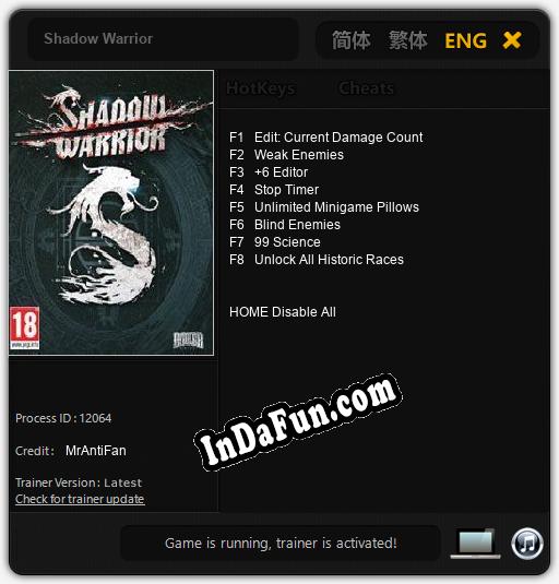 Trainer for Shadow Warrior [v1.0.9]