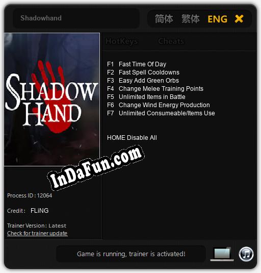 Shadowhand: TRAINER AND CHEATS (V1.0.6)