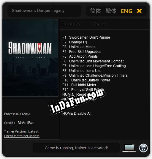 Shadowman: Darque Legacy: TRAINER AND CHEATS (V1.0.26)
