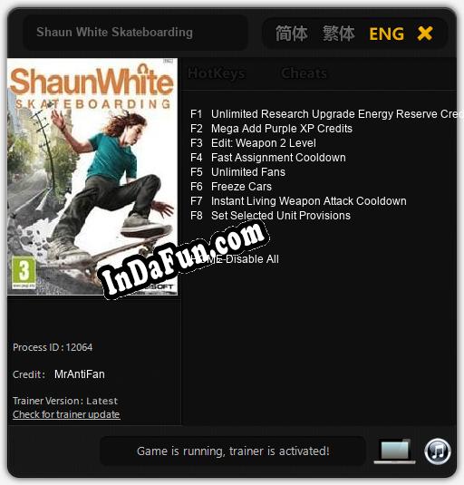 Trainer for Shaun White Skateboarding [v1.0.6]