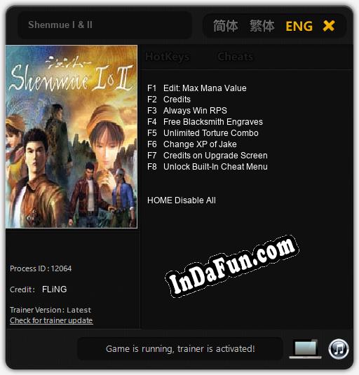 Shenmue I & II: TRAINER AND CHEATS (V1.0.24)